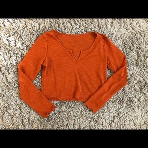 Burnt Orange V neck Crop Top!